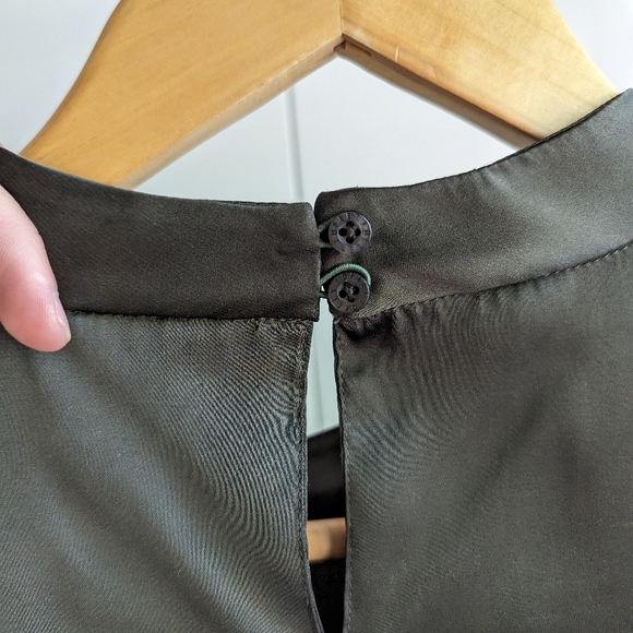 10 FEET Satin Blouse, Dark Green, Sz S - Picture 5 of 7